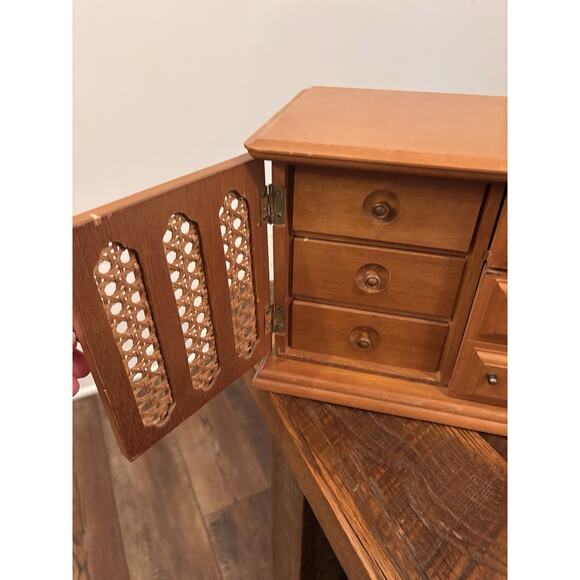 Vintage Tundra Jewelry Box 8 Drawer Wood Boho Retro MCM Mid Century Chest 80's - Picture 3 of 11